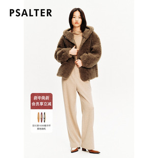 款 PSALTER诗篇巴恩风短款 宽松连帽绵羊毛皮草外套女冬季