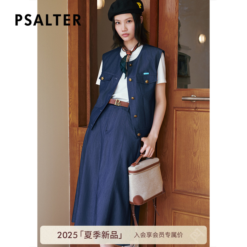 PSALTER诗篇学院休闲百搭无袖牛仔马甲短外套女2025夏季新