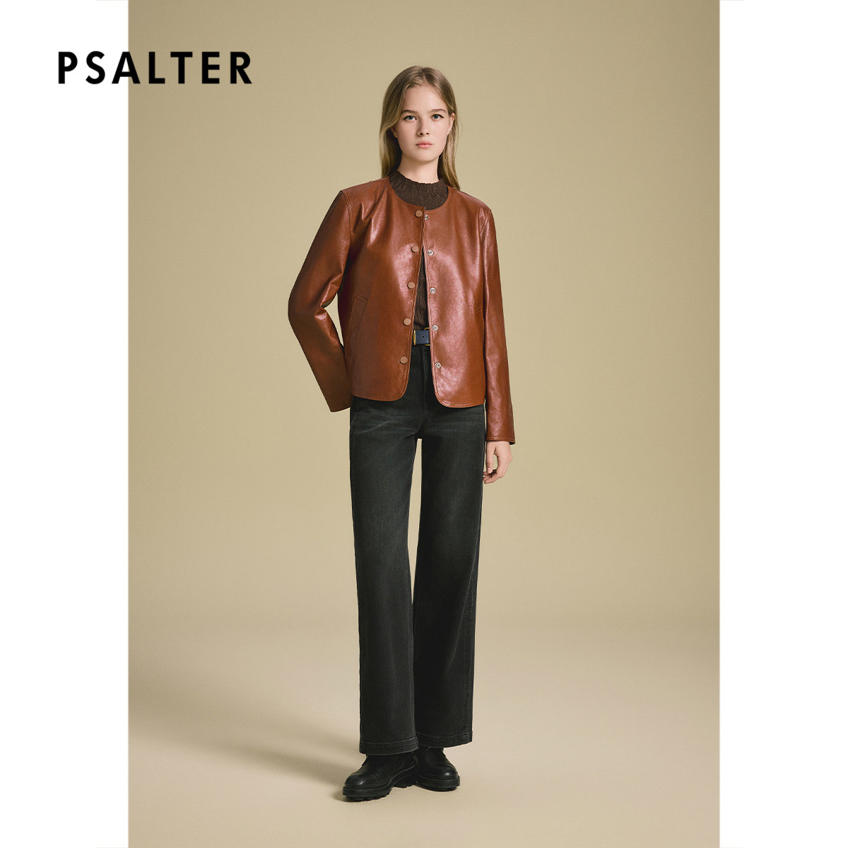 诗篇专选两面穿真皮短款皮衣外套宽松圆领夹克2025秋款