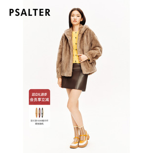 诗篇专选雅丹风手工直排水貂毛连帽外套皮草冬款 整貂