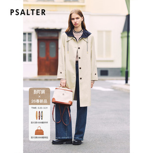 新款 诗篇专选都市通勤撞色连帽长款 风衣外套2026春季