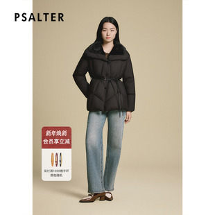 新款 诗篇专选水貂翻领皮带收腰修身 鹅绒羽绒服女2025冬季