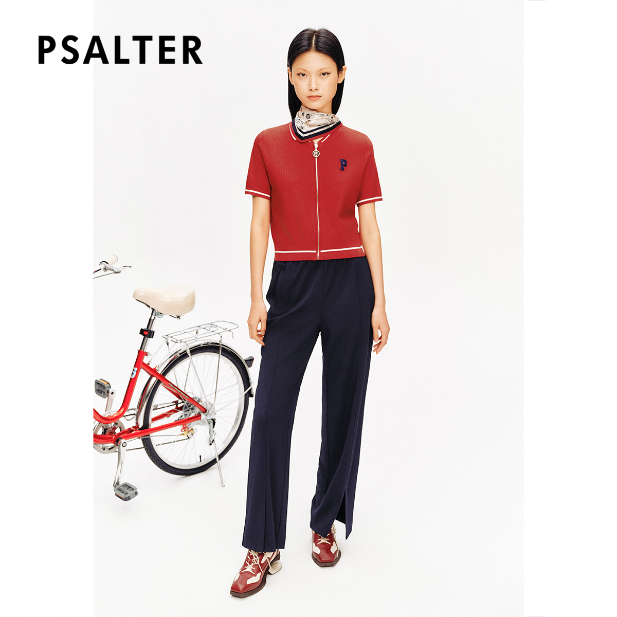 [智性学院风]PSALTER诗篇肌理提花短袖拉链开衫针织衫夏款