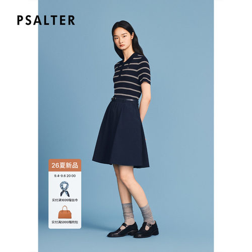 诗篇专选条纹拼接假两件式POLO领学院感连衣裙2026夏季新款