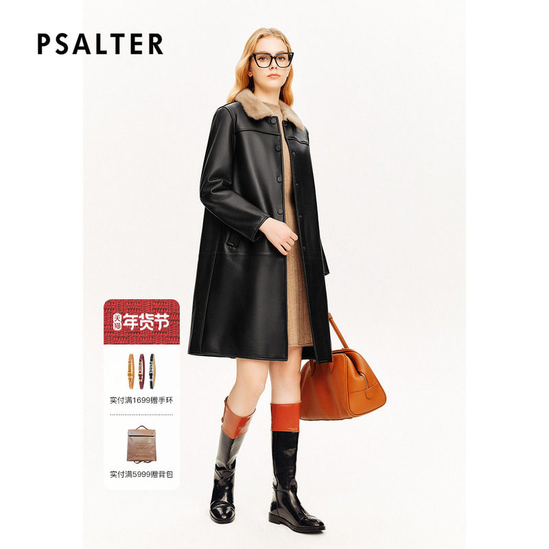 诗篇专选进口银兰水貂毛羊皮大衣皮衣冬