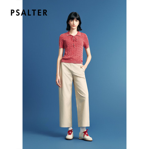 TW-PSALTER诗篇复古学院短袖系带针织POLOT恤衫2026夏季新款