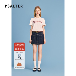 PSALTER诗篇爱心刺绣简约圆领短袖T恤女2026夏季新款