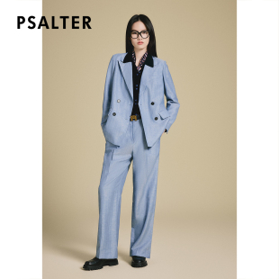 PSALTER诗篇羊毛亚麻混纺正肩直身双排扣西装 外套2025春新款