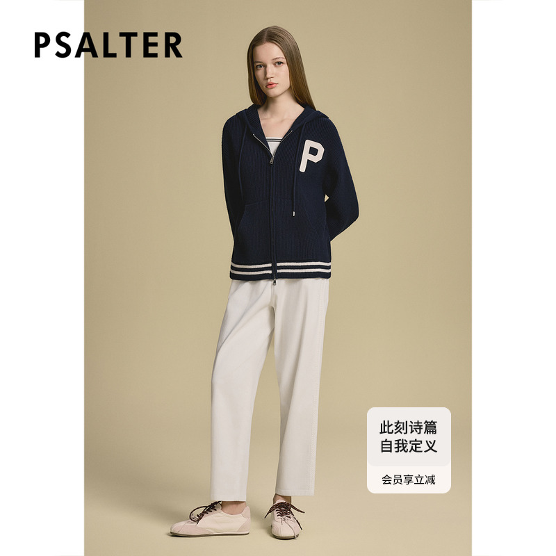 诗篇专选复古学院章仔LOGO连帽羊毛针织开衫2025秋季新款