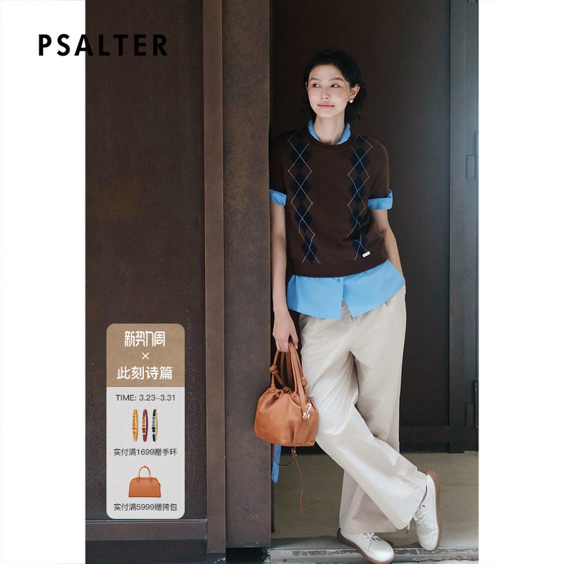 PSALTER诗篇可拆卸三角巾学院气质短袖衬衫女2025秋款