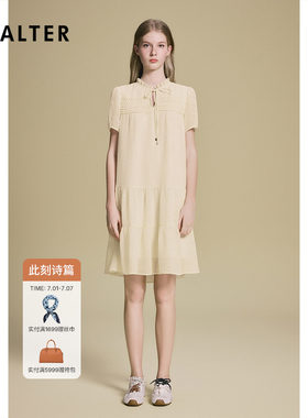 【断码】诗篇专选艺术褶花边领压花盐缩立体云朵娃娃裙连衣裙夏季