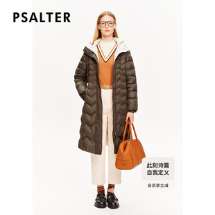 鹅绒服羽绒服冬款 PSALTER诗篇学识感美拉德腰带连帽中长款