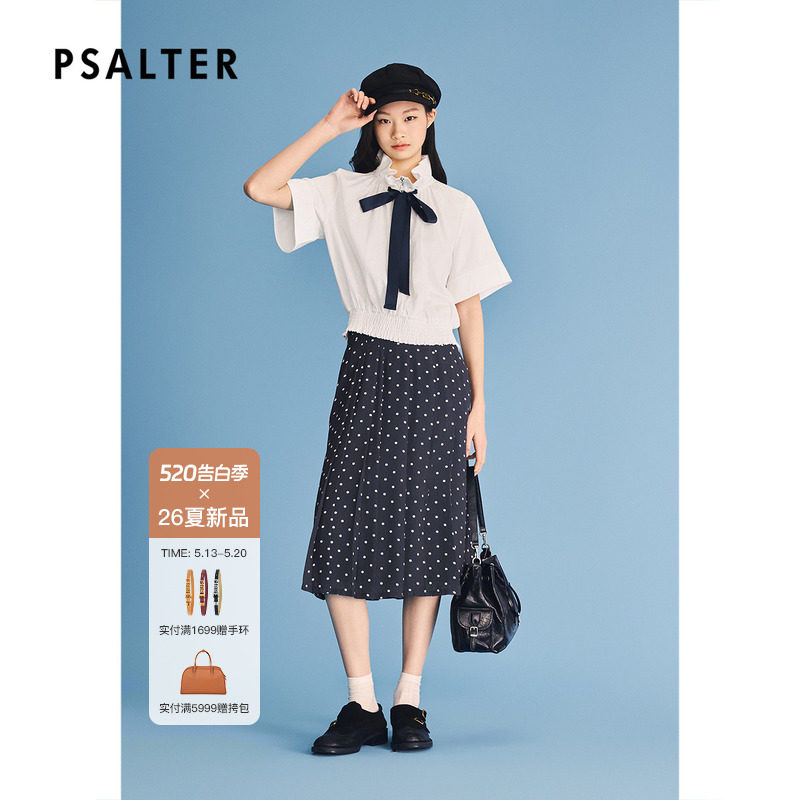 PSALTER诗篇复古波点印花百褶半身裙2026夏季新款