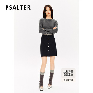 款 PSALTER诗篇圆领手工钉钻羊毛针织拼接收腰连衣裙冬季