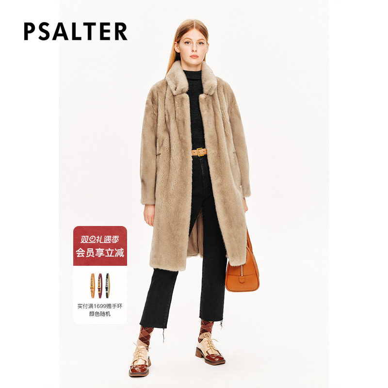 【整貂】PSALTER诗篇双层翻领抽绳收腰水貂毛大衣皮草冬款