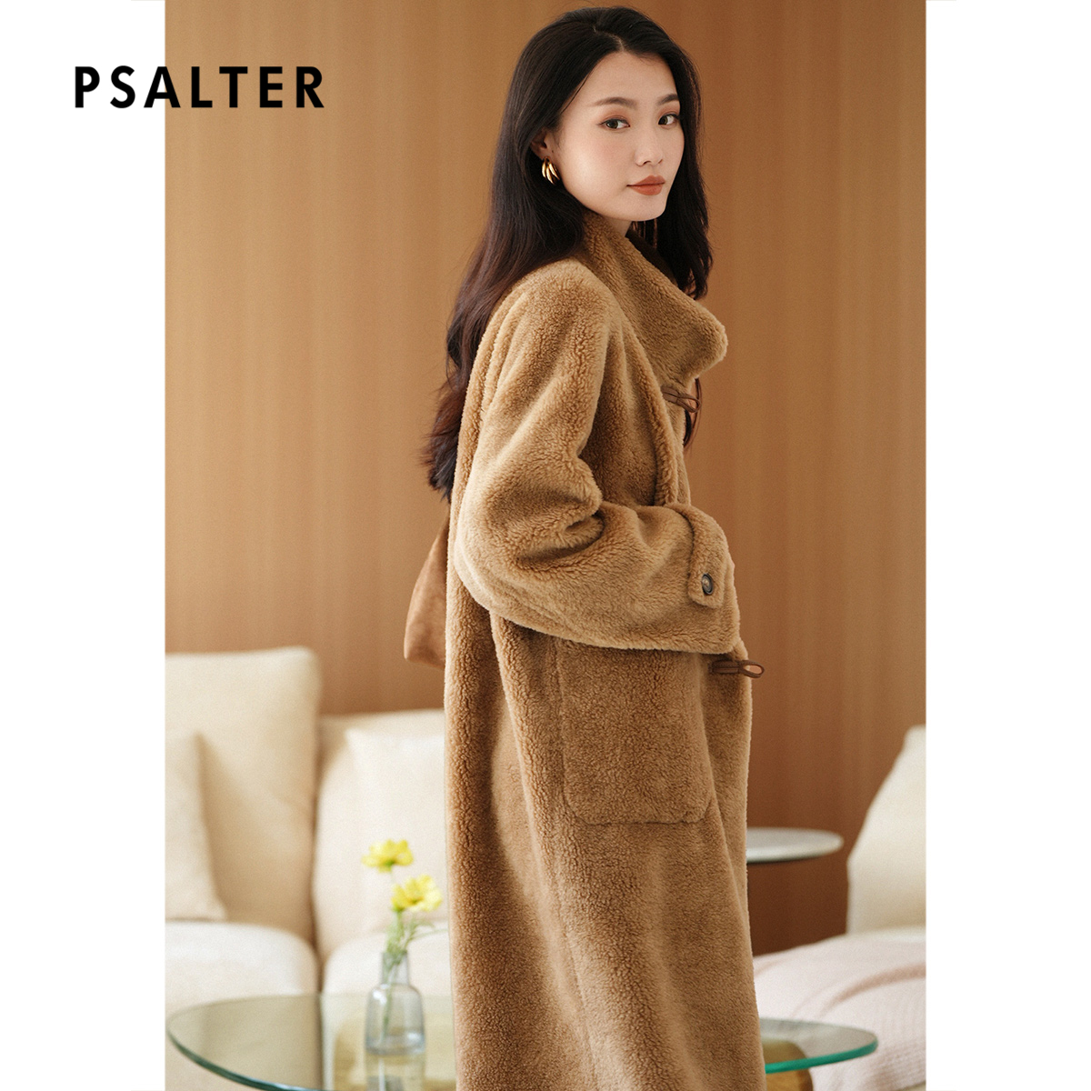 诗篇专选羊毛颗粒绒立领复古学院风羊羔毛毛绒泰迪毛大衣冬