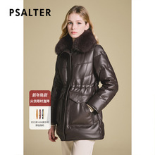 诗篇专选皮羽绒狐狸毛翻领抽绳收腰真绵羊皮羽绒服冬款