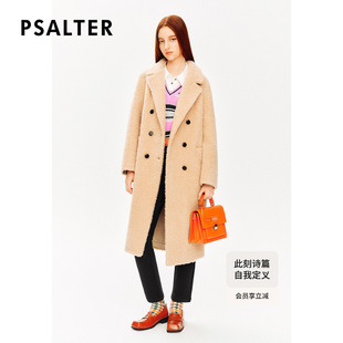 100%羊毛 PSALTER诗篇复古双排扣颗粒绒羊羔毛大衣冬款