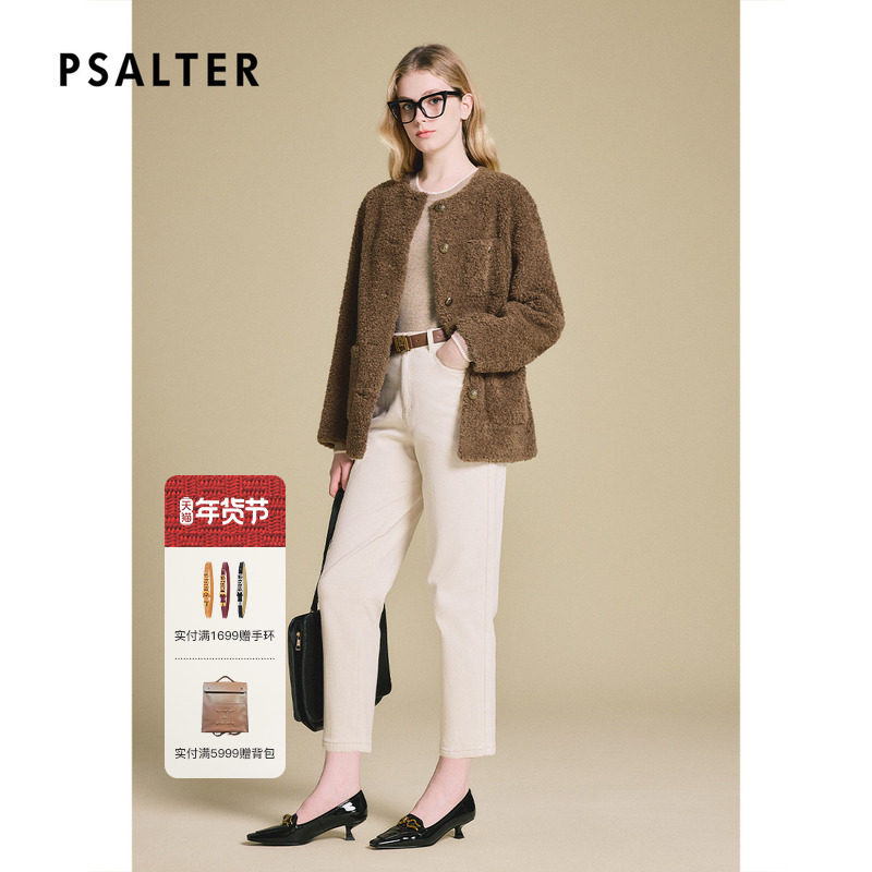 诗篇专选羊毛颗粒绒简约圆领减龄学院风羊羔毛外套冬款