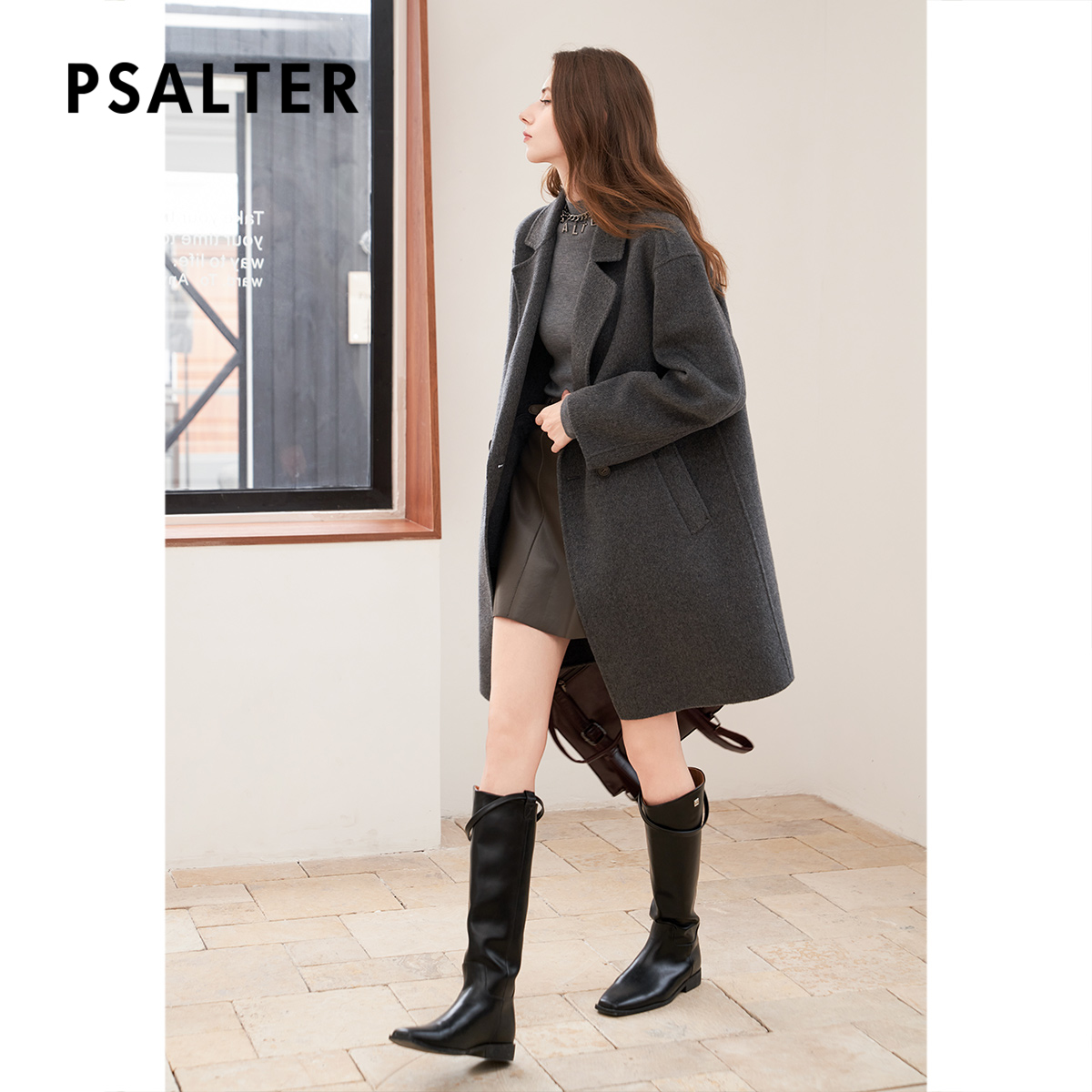 【周雨彤同款】诗篇专选100%绵羊毛简约双面呢大衣毛呢外套冬