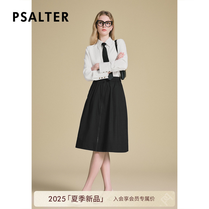 PSALTER诗篇100%醋酸白色宽松领带百搭学院风衬衫女202