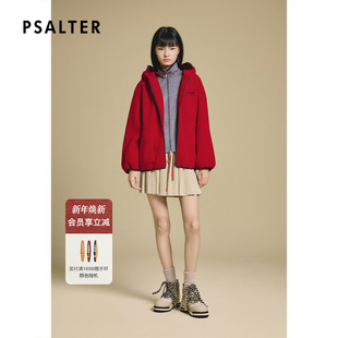 型网状内衬连帽短外套2025冬季 PSALTER诗篇宽松版 新款 新年红