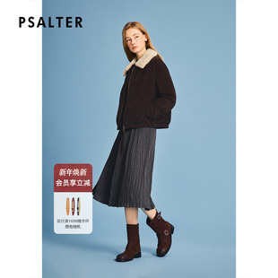 新款 诗篇专选复古水貂小方领短款 绒皮羽绒服女2026春季