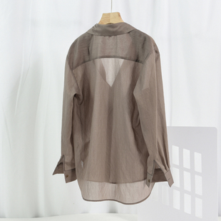 上衣高级感外搭轻薄透气衬衣 防晒宽松慵懒风长袖 天丝衬衫 女士夏季