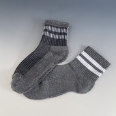 外贸 灰色吸汗透气纯棉短袜毛巾底运动袜女袜户外休闲徒步袜