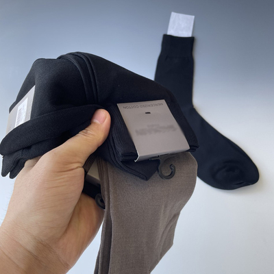 丝光棉男袜夏季薄款高筒黑色商务