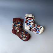 外贸 ins潮袜 迷彩图案中筒袜春秋舒适网红款 时尚 小众女袜个性