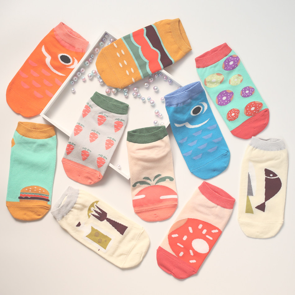 短袜女纯棉卡通可爱船袜子春夏秋你都是青春美少女漂亮袜子