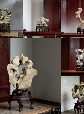 纯天然太湖石奇石文房雅器清供摆件高档苏工底座造型装饰禅意原石