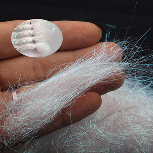 4克装 65mm冰丝虾专用纤维冰丝绑制材料疯狂查理飞蝇钩细长反光丝