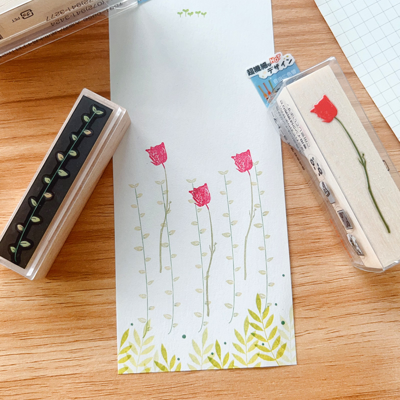 TAIYOPAINE拓优派泰洋高细多彩自填色木头手柄浸透印章花边装饰朵