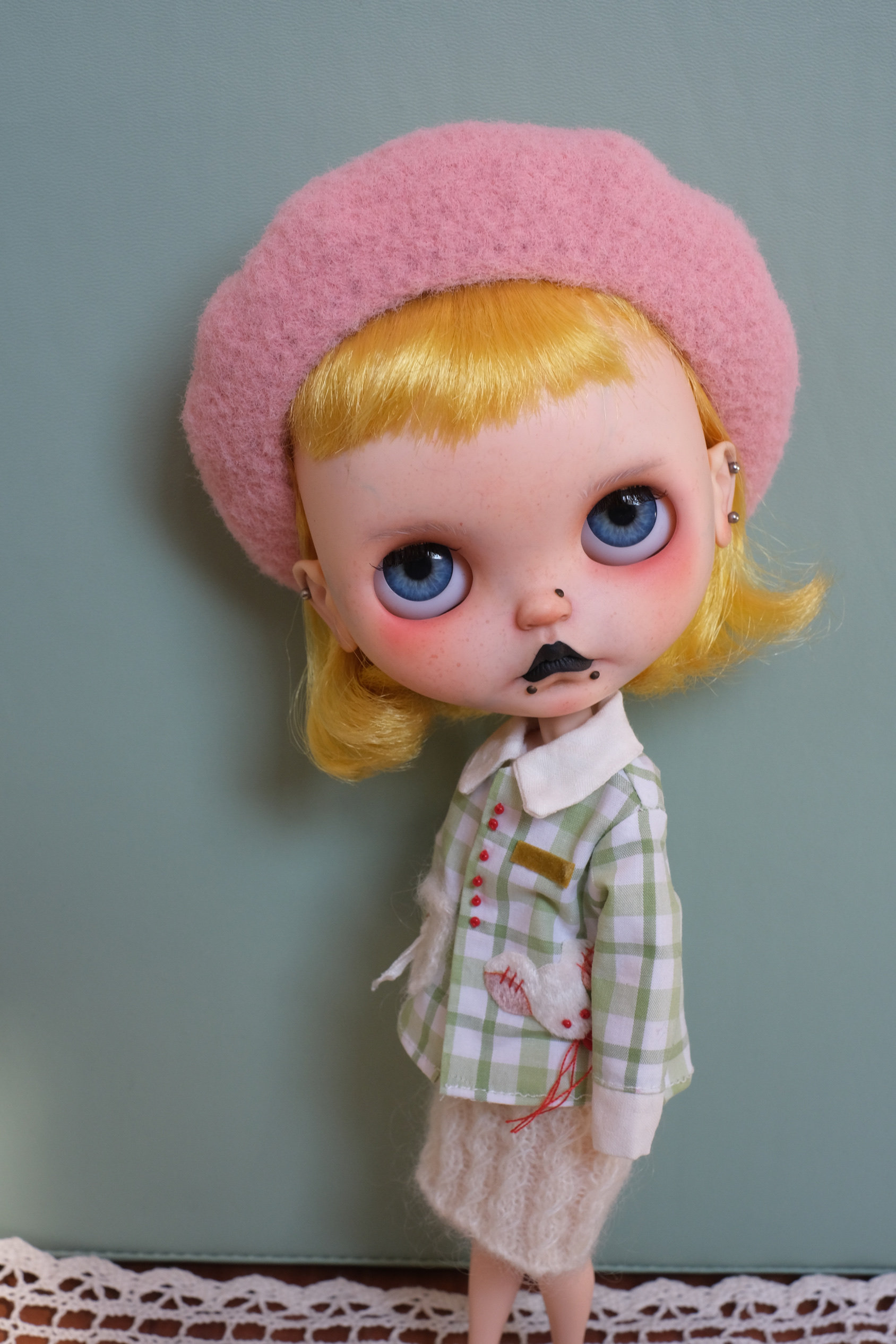 【现货包邮】blythe小布毛线贝雷帽桃子粉