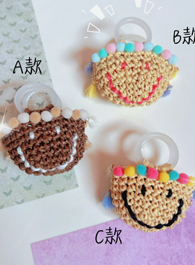 【现货】blythe小布bjd手工编织拉菲草笑脸包包