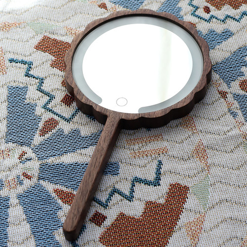 镜匠实木定制手柄化妆镜LOGO刻字