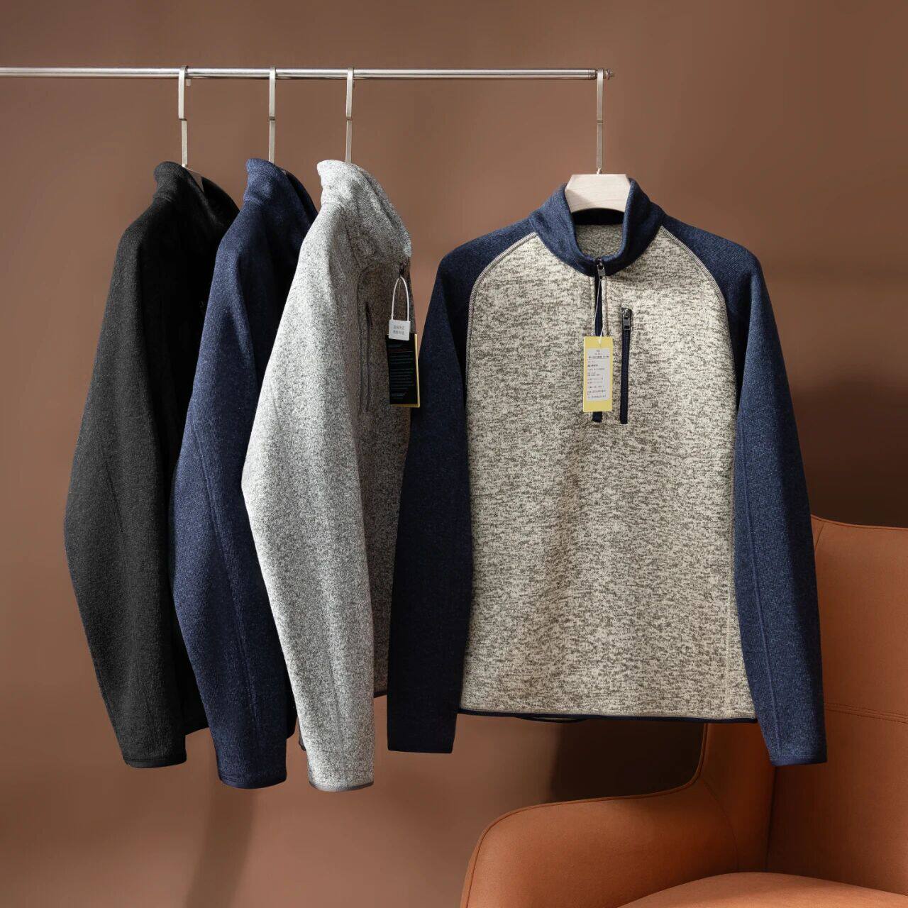 【户外鼻祖】巴塔户外运动保暖半拉链抓绒衣男女情侣套头针织卫衣