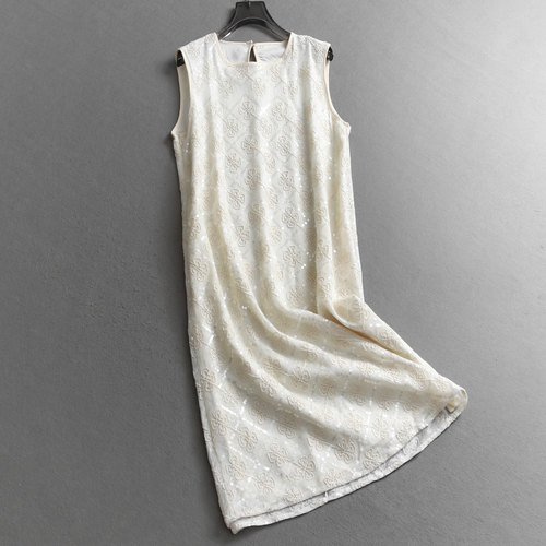 无袖背心裙中长款轻奢洋气连衣裙