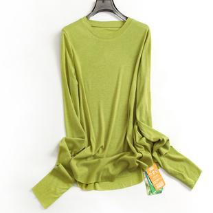 打底衫 软糯圆领桑蚕丝混纺长袖 女针织T恤K385 显瘦修身 纯色基本款