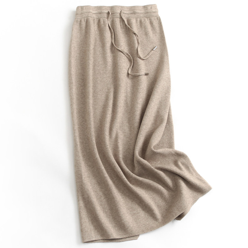 纯色软糯显瘦修身抽绳松紧腰包臀裙2024秋针织长裙女裙半身裙G427,女装/女士精品,半身裙,淘宝优惠券,粉丝福利购,淘宝优惠卷