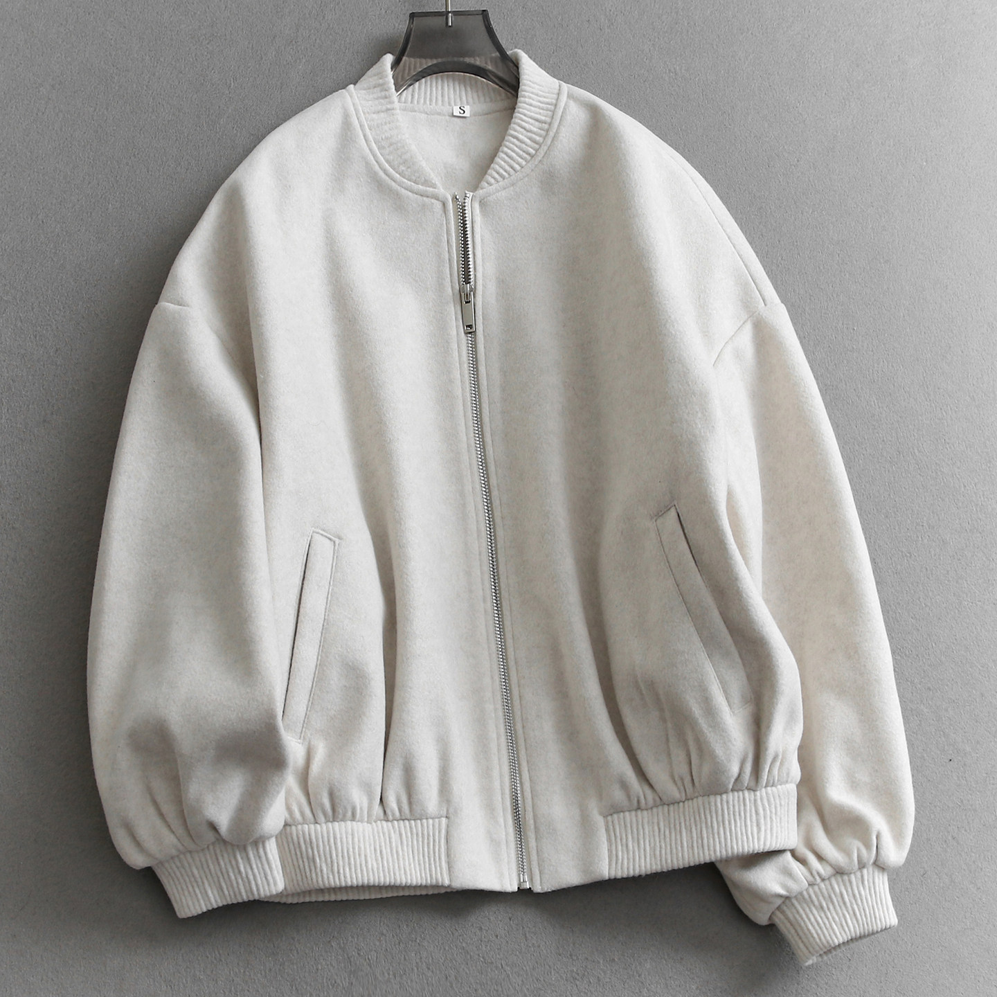 简约纯色立领宽袖廓形棒球飞行员夹克长袖百搭休闲柔软女外套W080,女装/女士精品,短外套,淘宝优惠券,粉丝福利购,淘宝优惠卷