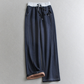 显瘦不臃肿加绒加厚高腰宽松仿牛仔弯刀裤 W017 休闲长裤 阔腿裤 女裤