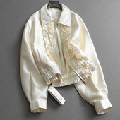 纯色洋气木耳边翻领宽松拉链开衫 夹克设计感百搭长袖 女短外套L633