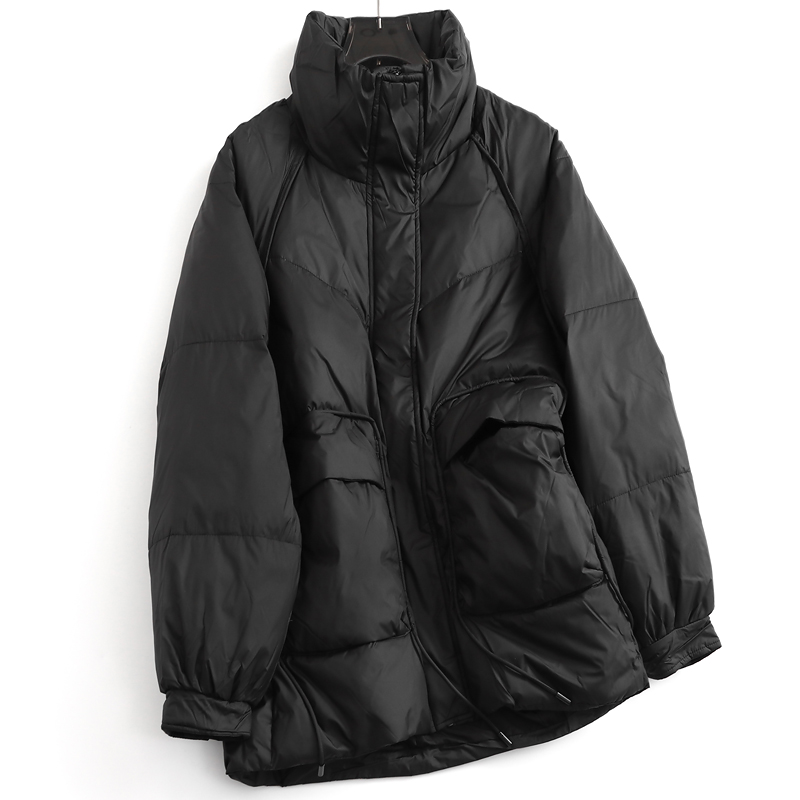 纯色宽松大口袋立领拉链插肩长袖冬季新款减龄韩版女装羽绒服B918