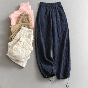 长裤 女裤 M470 百搭休闲裤 利落有型菱格绗缝加厚保暖宽松显瘦奶奶裤