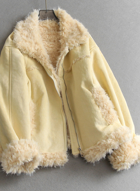 温柔风仿羊羔毛韩系氛围感减龄麂皮绒保暖夹克长袖休闲女外套Q062