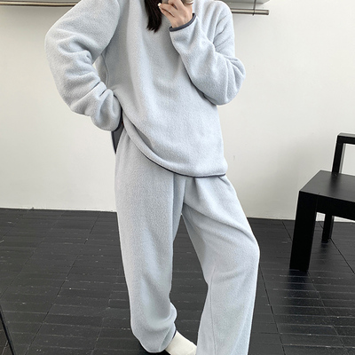 秋冬新款薄绒宽松家居服两件套