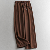 纯色加绒加厚抽绳松紧腰宽松慵懒直筒裤 Q328 休闲裤 百搭阔腿裤 女裤